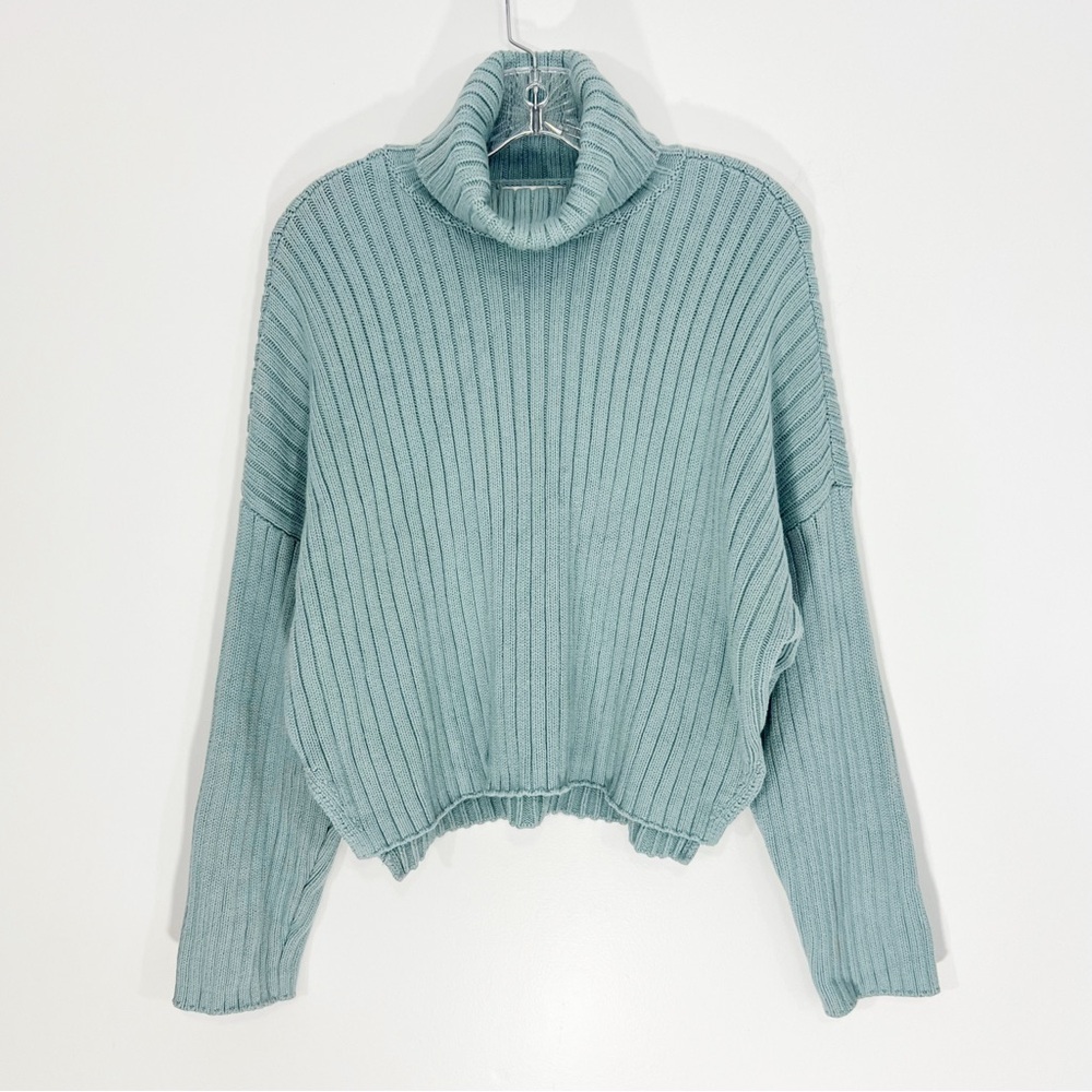 Abercrombie & Fitch Blue Ribbed Turtleneck Sweater Size Small